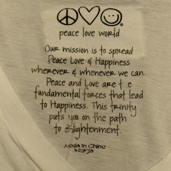 Peace, Love, World t-shirts - Picture 3 of 8